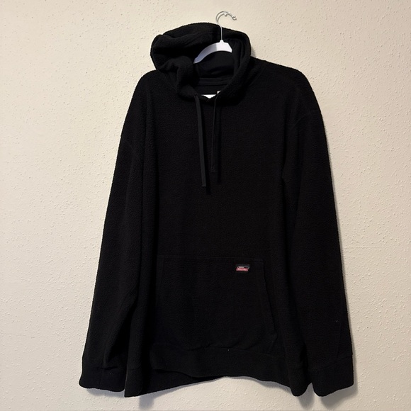 Dickies Hoodie Mens 2XL Black Faux Fur Sherpa Pullover Hooded Sweatshirt Warm - Picture 1 of 4